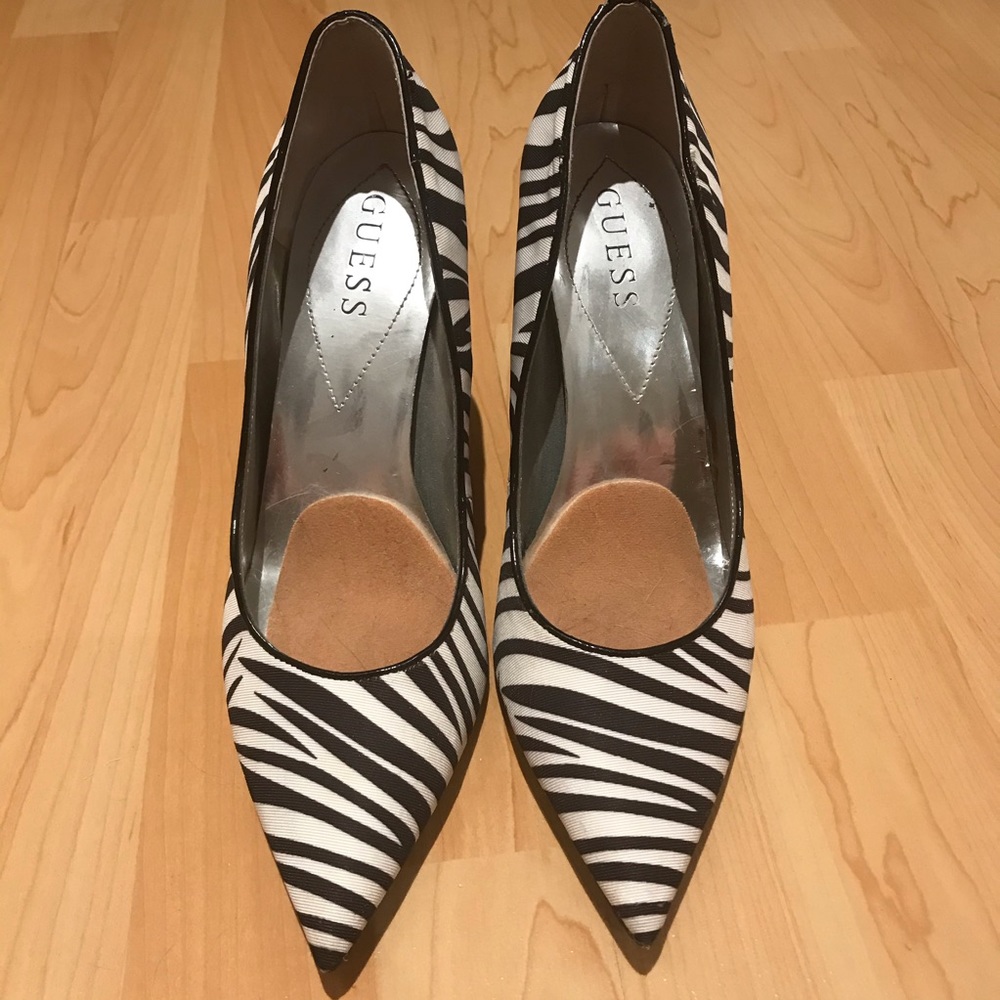 Guess zebra patterned heels size 8